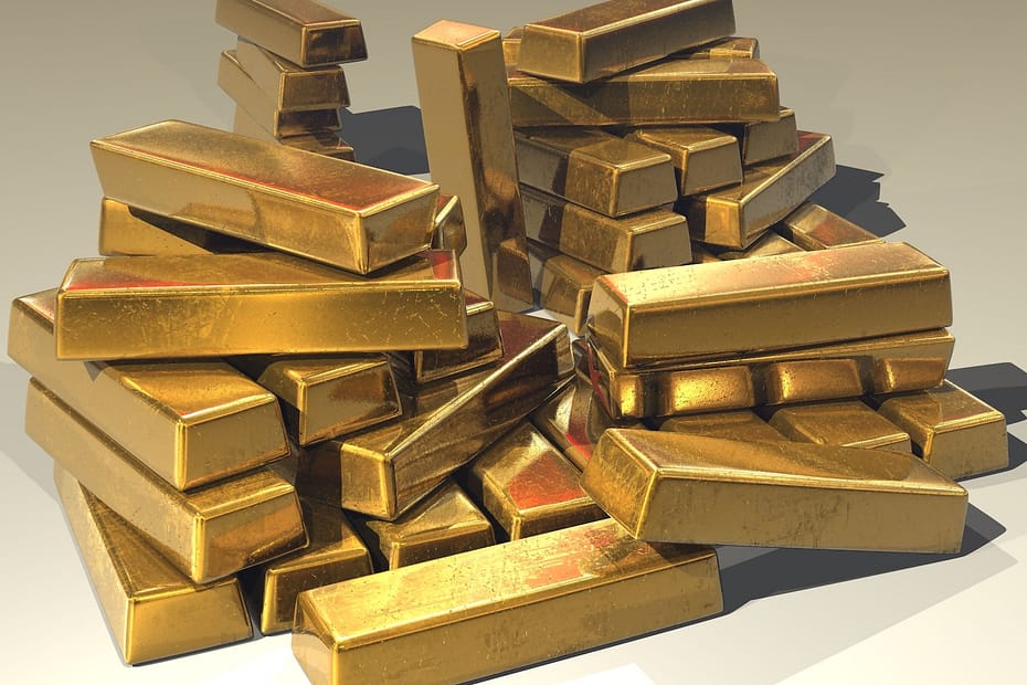 Stack of Gold Bullion Bars. Offshore Wealth with Bullion